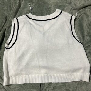 H&M White Sleeveless Top with Black Trim
